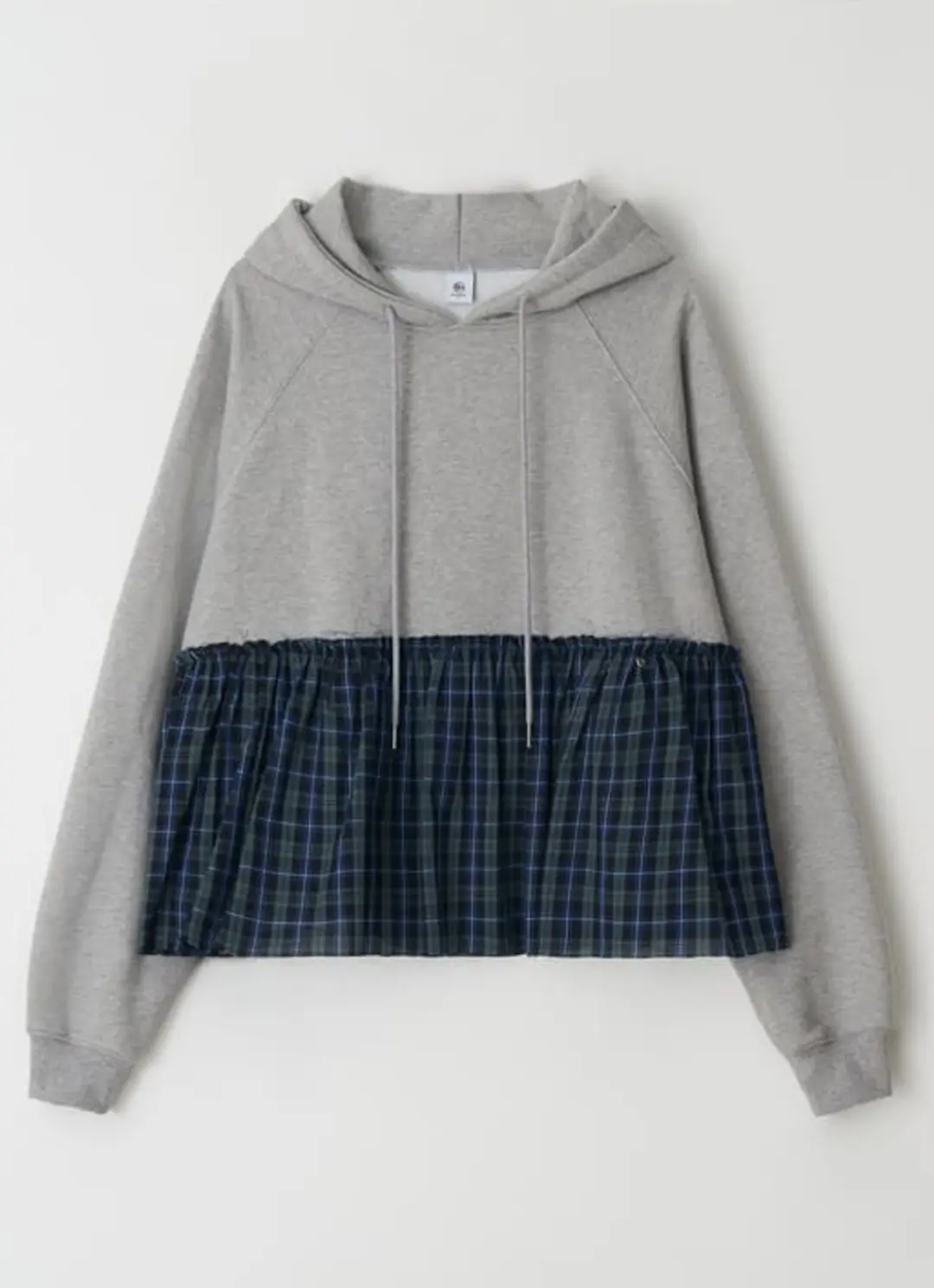 론론 PENDANT CHECK CANCAN FRILL HOODIE GREY 상품 이미지 3