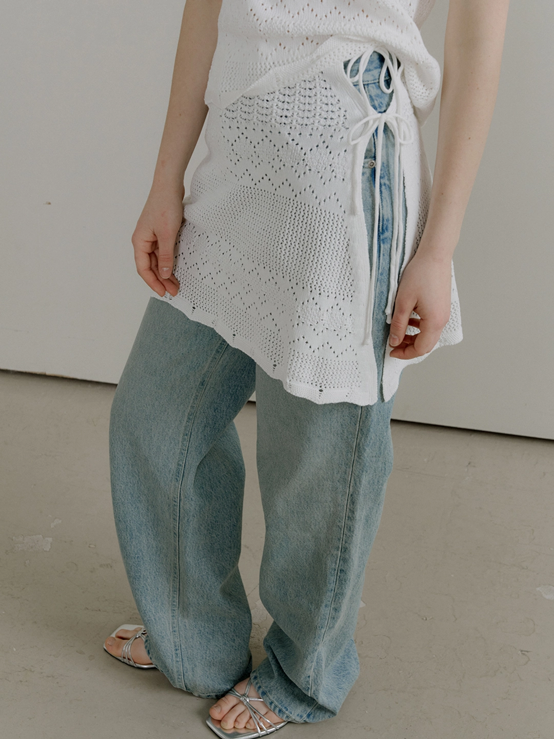아워코모스 comos 1396 layered punching knit skirt (ivory) 상품 이미지 2