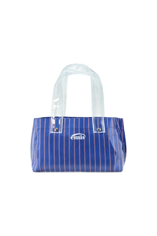 CLEAR STRIPE MINI TOTE BAG-BLUE