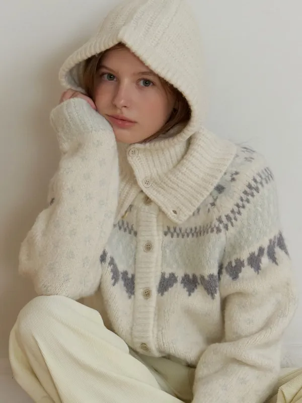 Luvv knit balaclava set_2piece (cream)