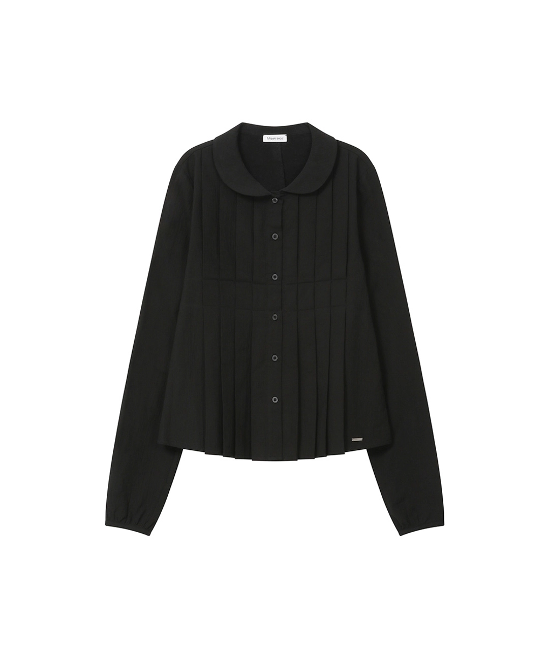 미세키서울 Round collar pleats shirts BLACK 상품 이미지 2