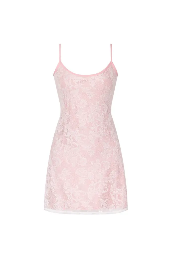 LAYERED LACE MINI DRESS (PINK)