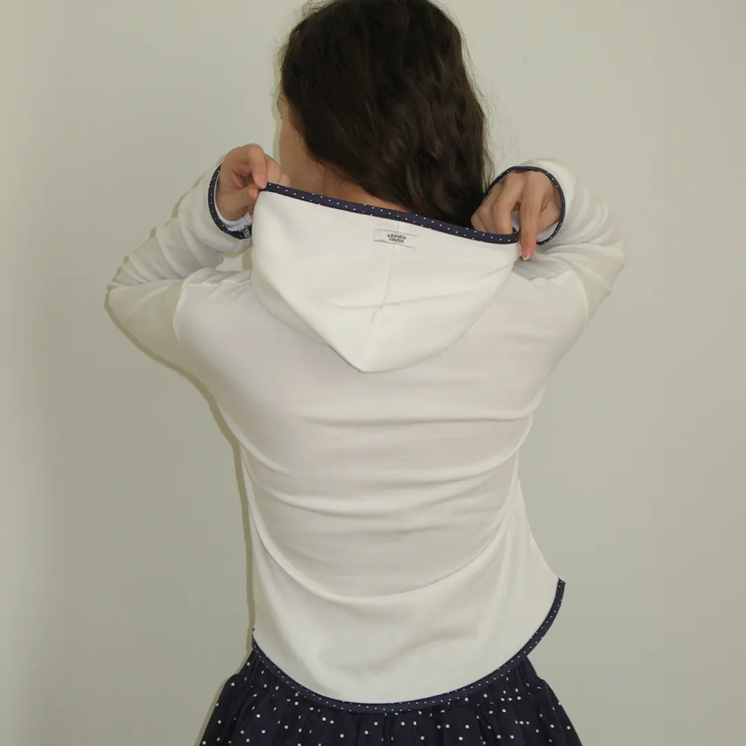 론론 LINE POINT SLIM HOODIE LONG SLEEVE DOT IVORY 상품 이미지 2