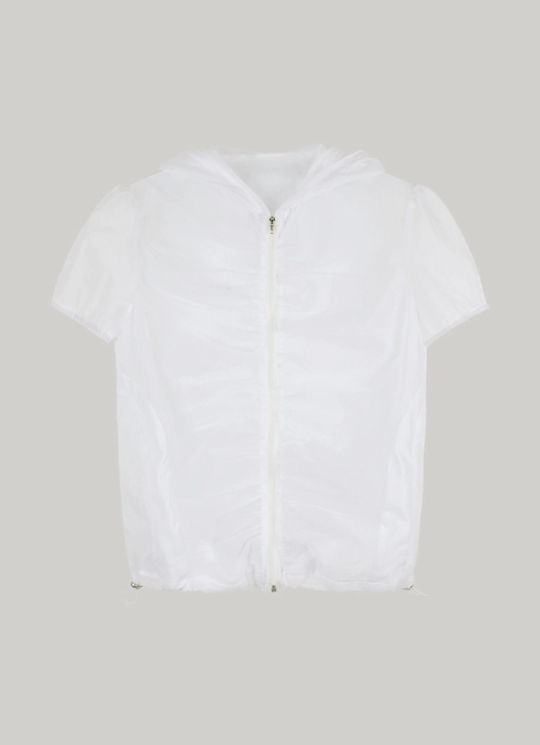 아워코모스 comos 1411 see-through shirring hood zip-up (white) 상품 이미지 1