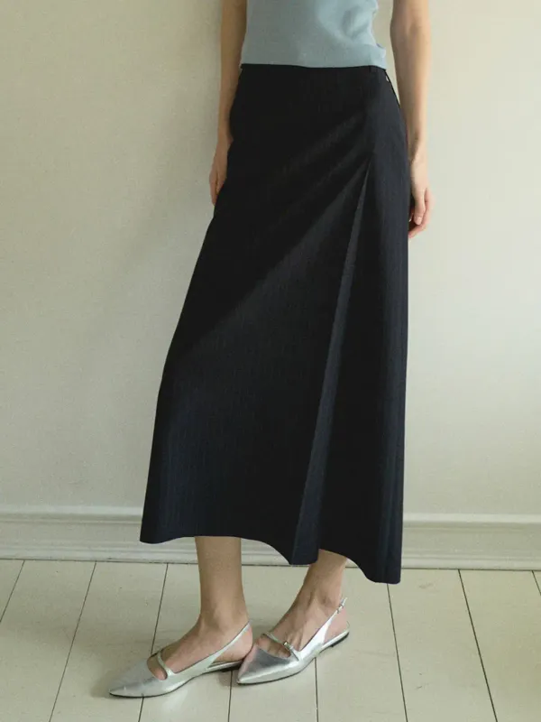 STRIPE BELTED MAXI SKIRT_2COLOR