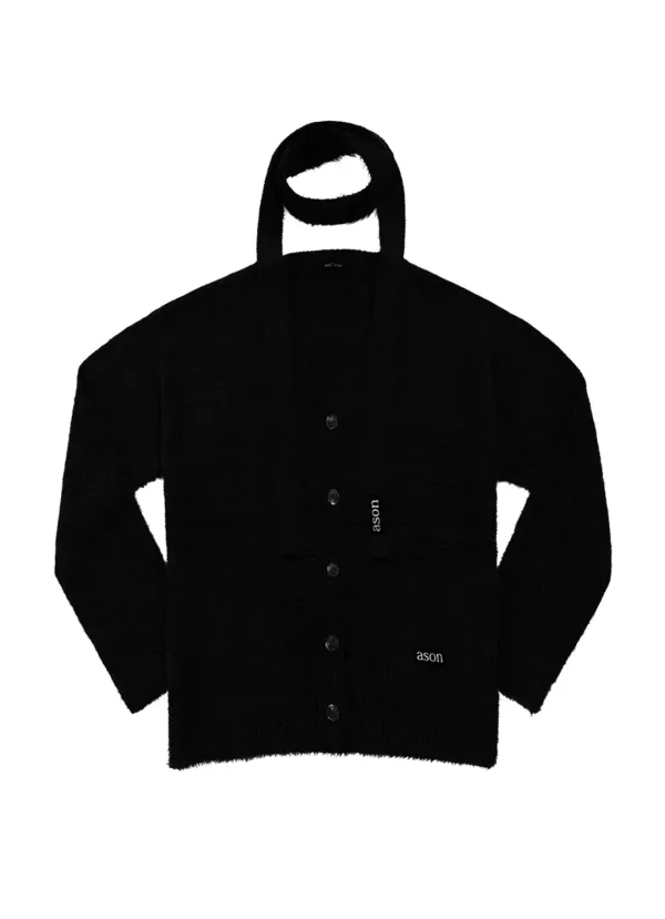 LUCA TIE CARDIGAN / BLACK