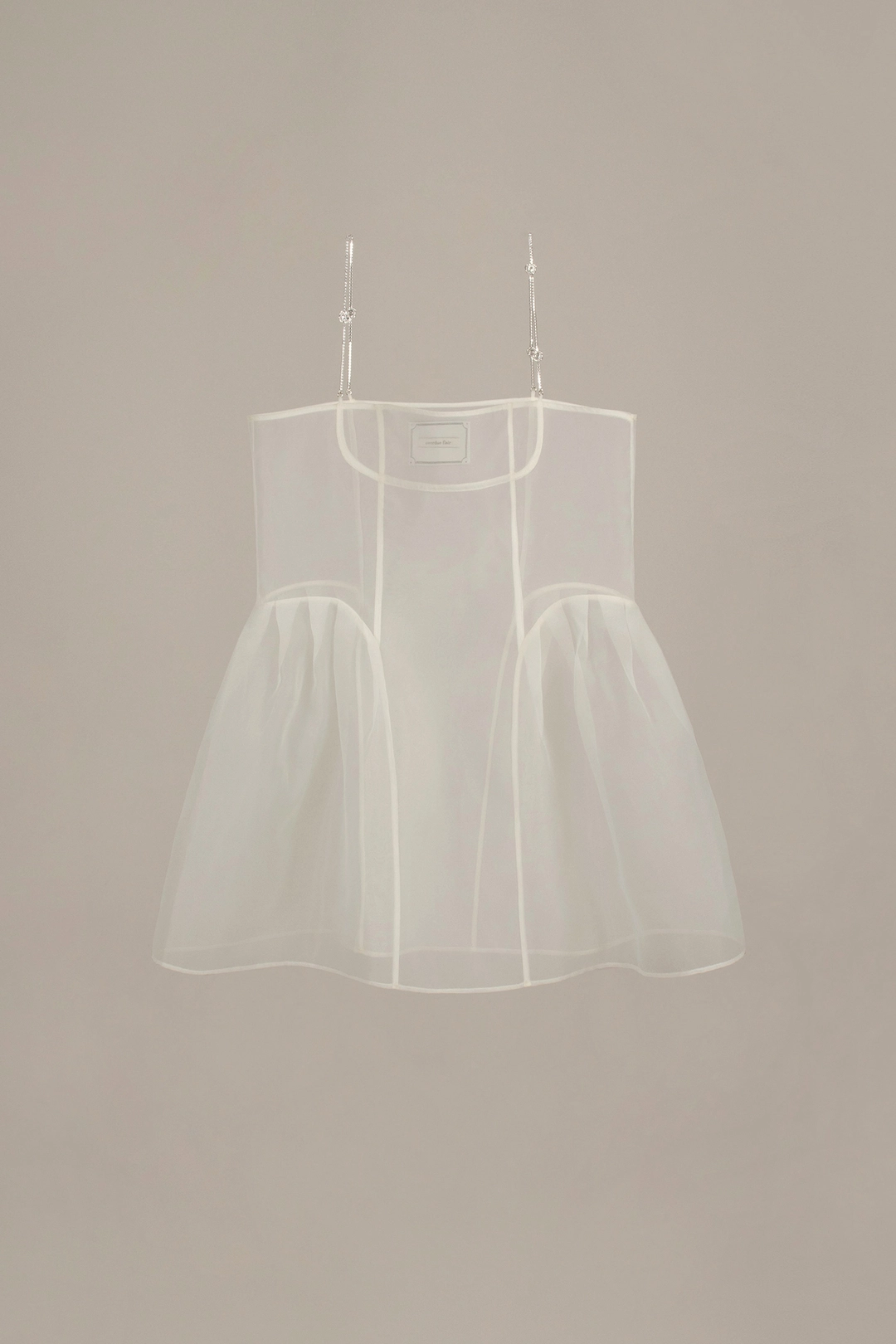 JEWEL STRAP ORGANZA MINI DRESS_IVORY