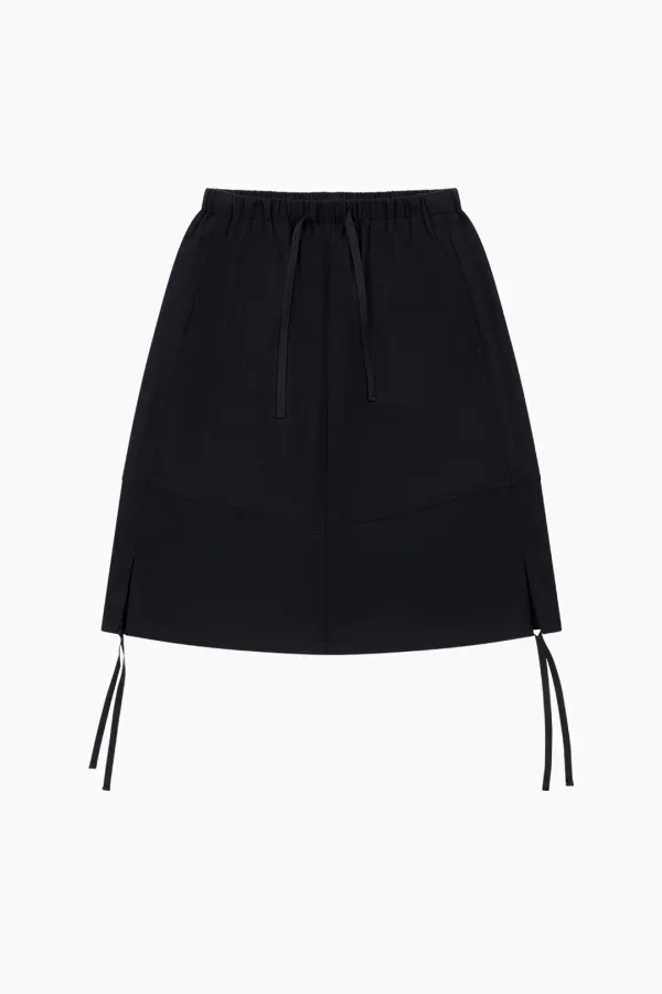 STITCH BANDING MIDI SKIRT, NAVY