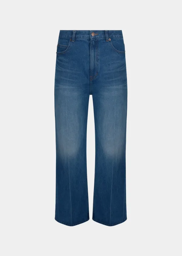 W TIMELESS WASHED FLARED JEANS - DARK BLUE