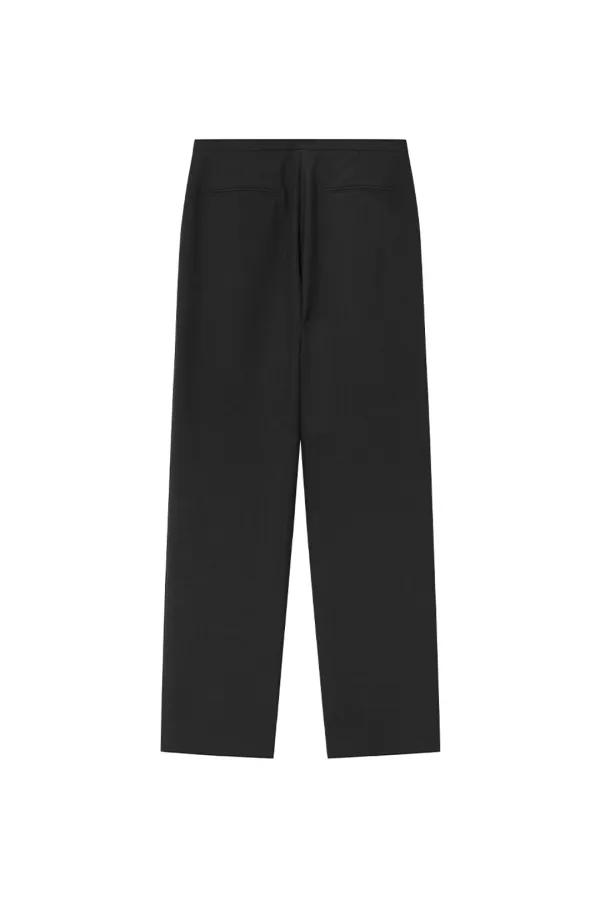 WOOL BLEND STRAIGHT TROUSERS [CHARCOAL]