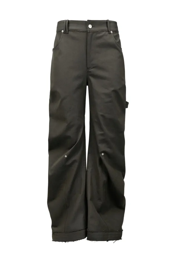 RAWCUT CURVED PANTS (UNISEX) KHAKI
