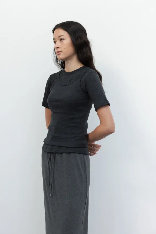 Crew Neck Tank Top (Charcoal)