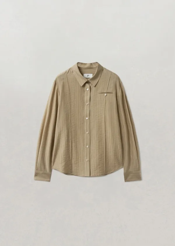 SILKY PINTUCK BLOUSE (sand beige)