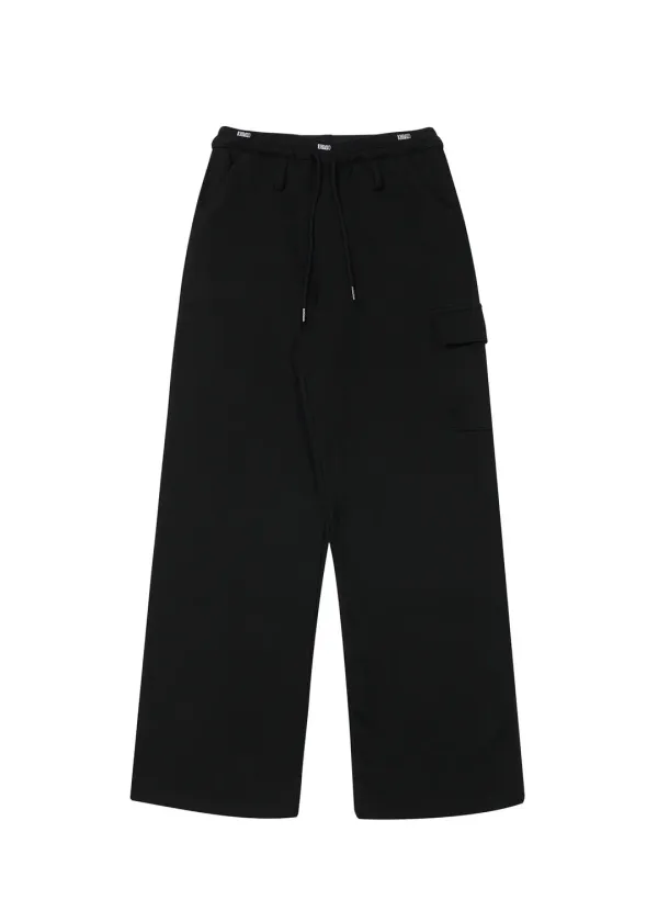 [ 2ND REORDER ] LOGO BAND WIDE PANTS, BLACK