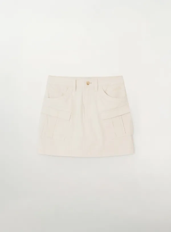 (W) Ripstop Cargo Mini Skirt - Beige