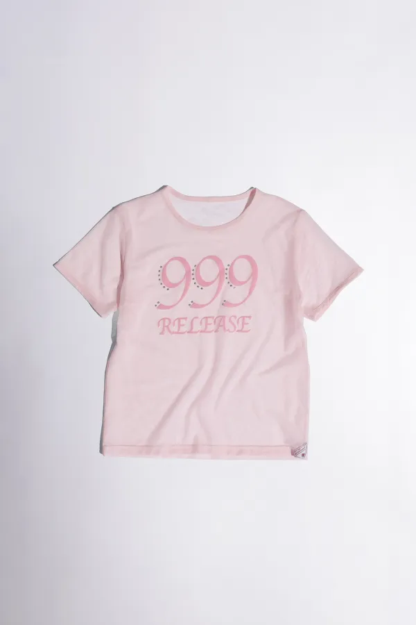 Sheer Ringer Crop Top Pale Pink