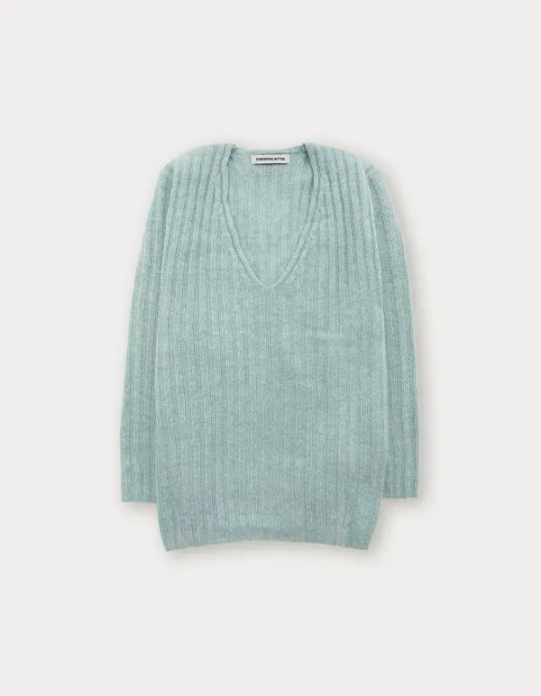 Veggie V-Neck Knit - Light Blue