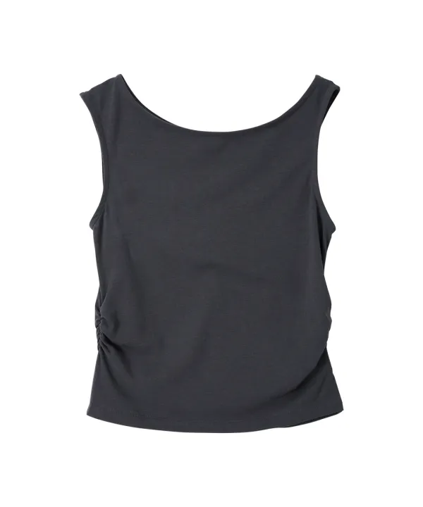 Hole Off Shoulder Sleeveless-Charcoal