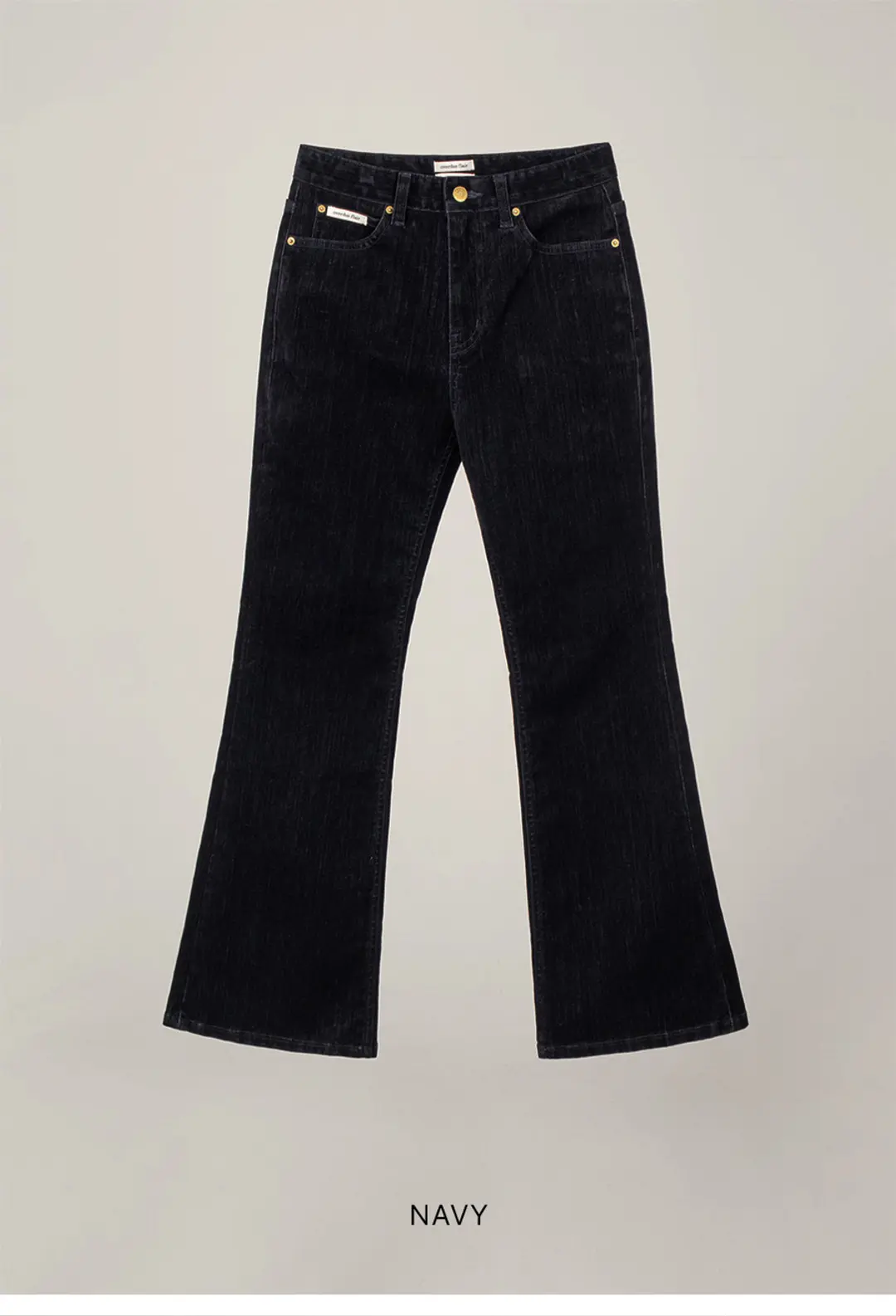 오버듀플레어 VELVET BOOTS CUT DENIM_NAVY 상품 이미지 1
