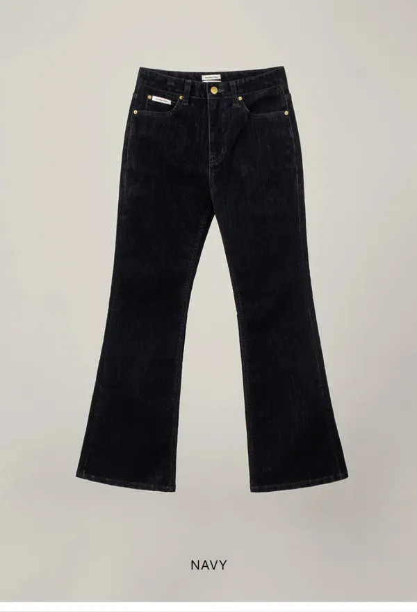 VELVET BOOTS CUT DENIM_NAVY