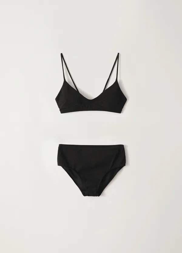2ND/ Seersucker bikini (Black)