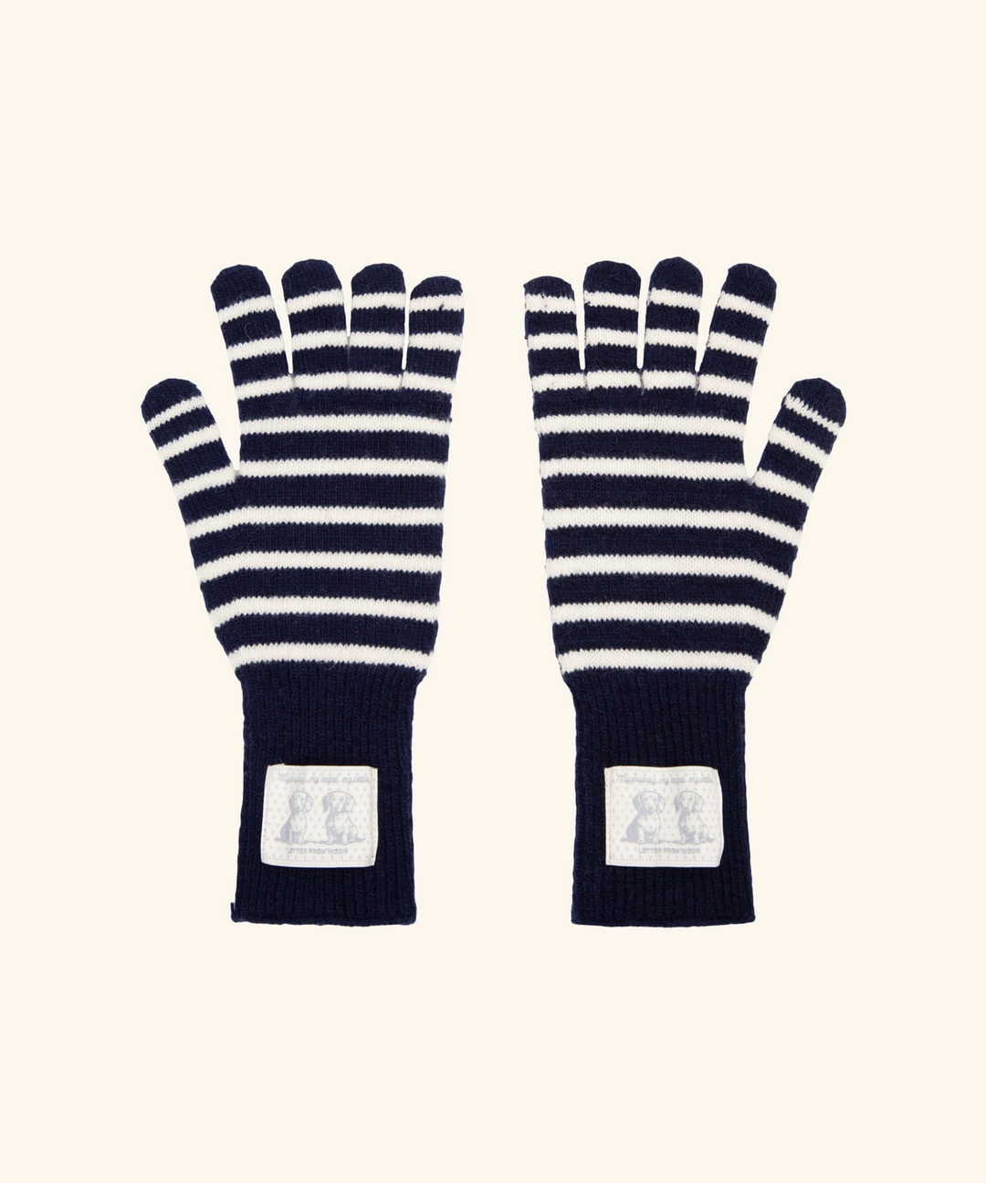 레터프롬문 Puppy Label Stripe Gloves ( Navy ) 상품 이미지 2