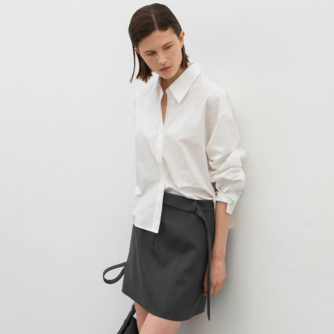 아뜰리에 나인 (BL-4372)ESSENTIAL SOLID CROP SHIRT 상품 이미지 2