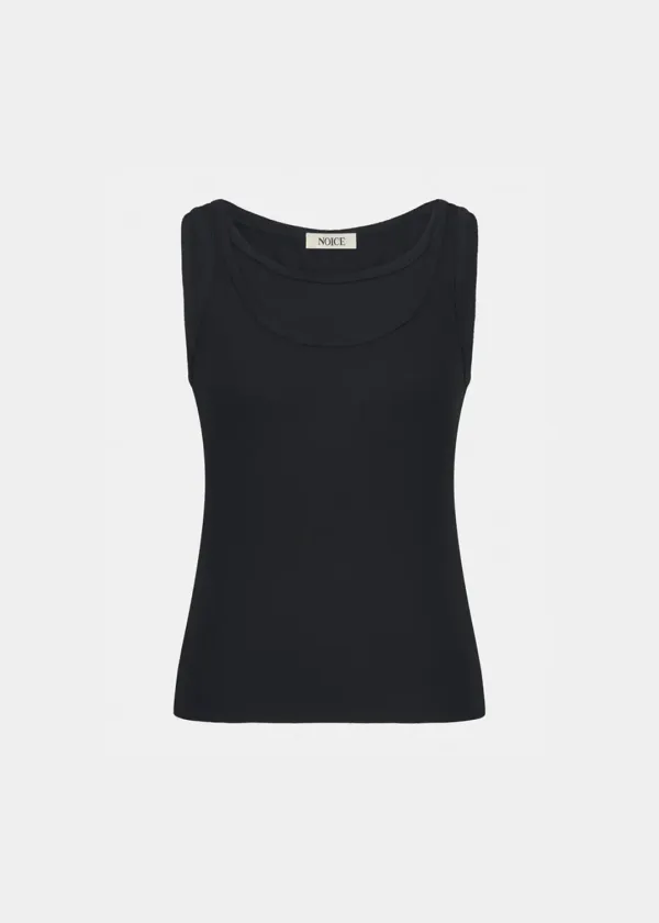 W LAYER SLEEVELESS TOP - BLACK