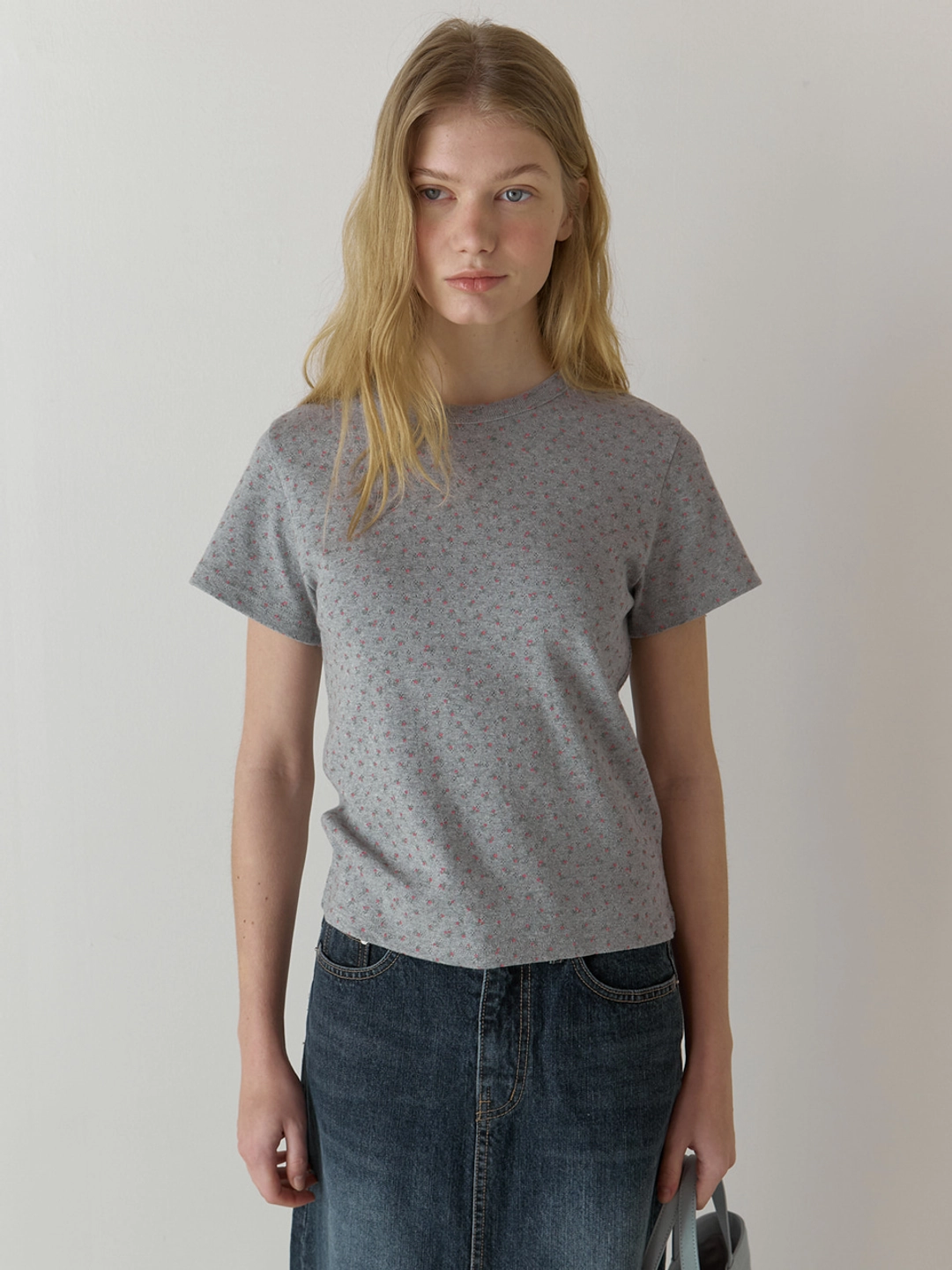어몽 A COTTON FLOWER T-SHIRT_GREY 상품 이미지 1