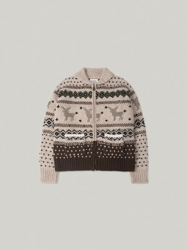 COWICHAN COLLAR ZIP UP (OATMEAL)