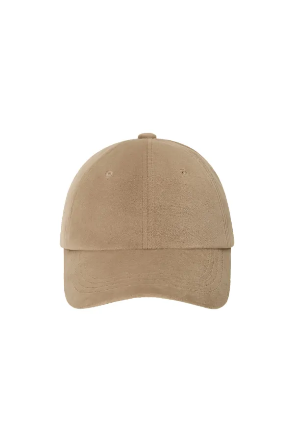 EMIS TAG VELVET BALL CAP-BEIGE