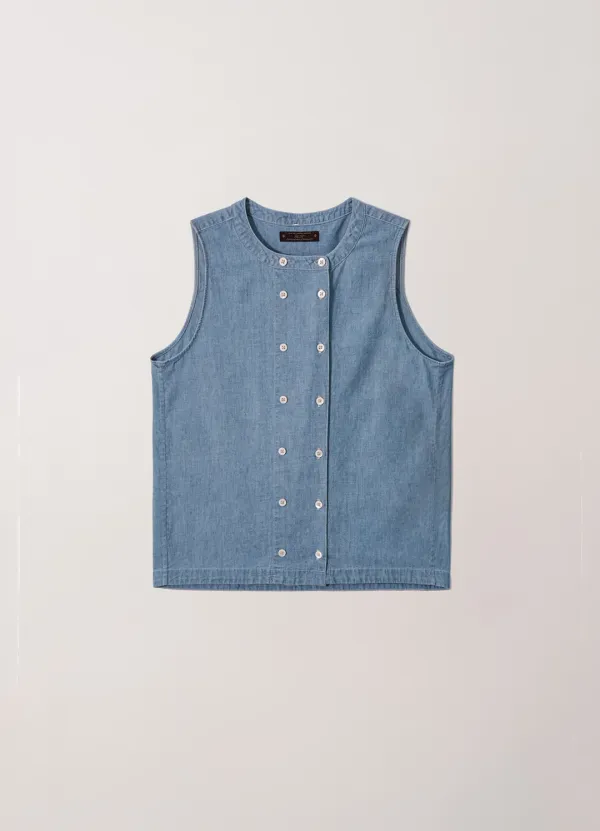 2nd / Double Chambray Blouse (Washed Blue) Fabric from Japan - Kair