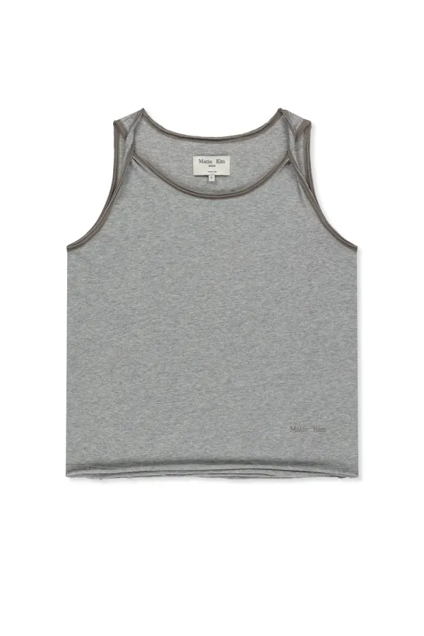 TWIST SHOULDER SLEEVELESS TOP IN GREY