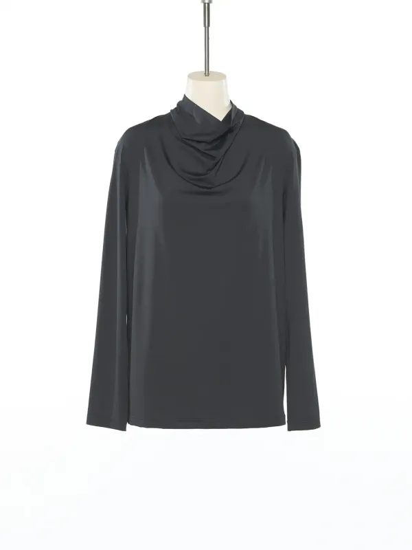 PS25 DARK GRAY COWL NECK JERSEY TOP
