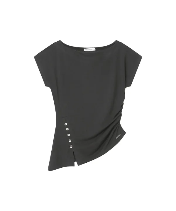 Side shirring slit top CHARCOAL