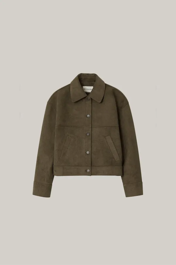 Suede Trucker Jacket (bronze green)