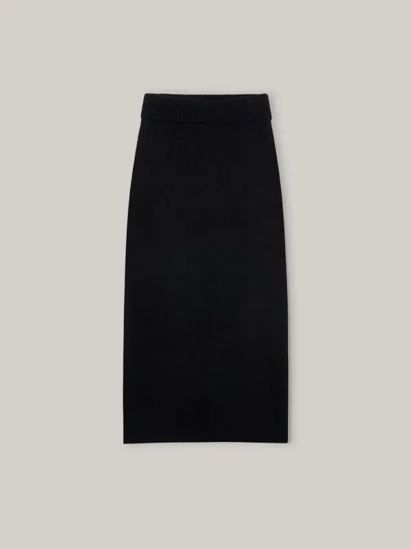 Moon Cashmere Knit Skirt - Black