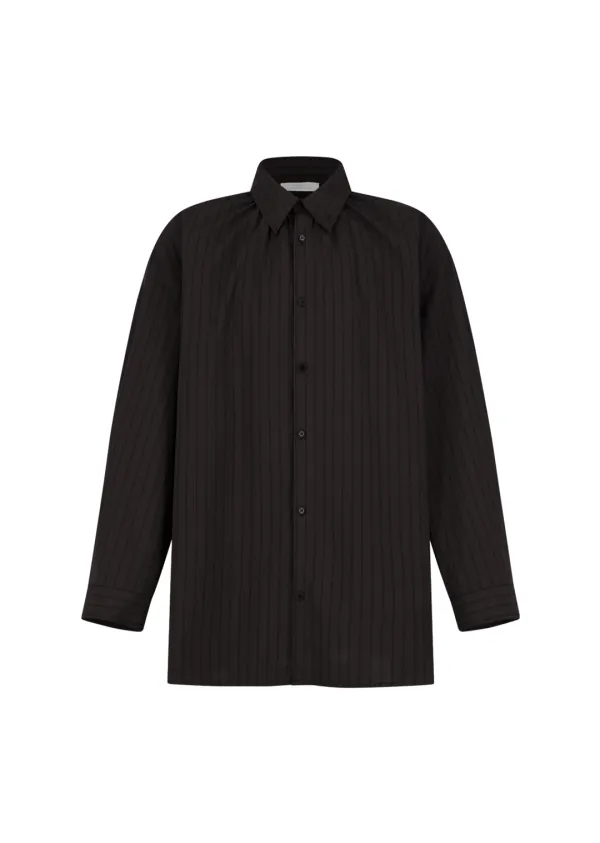 stripe shirring oversized shirts, brown