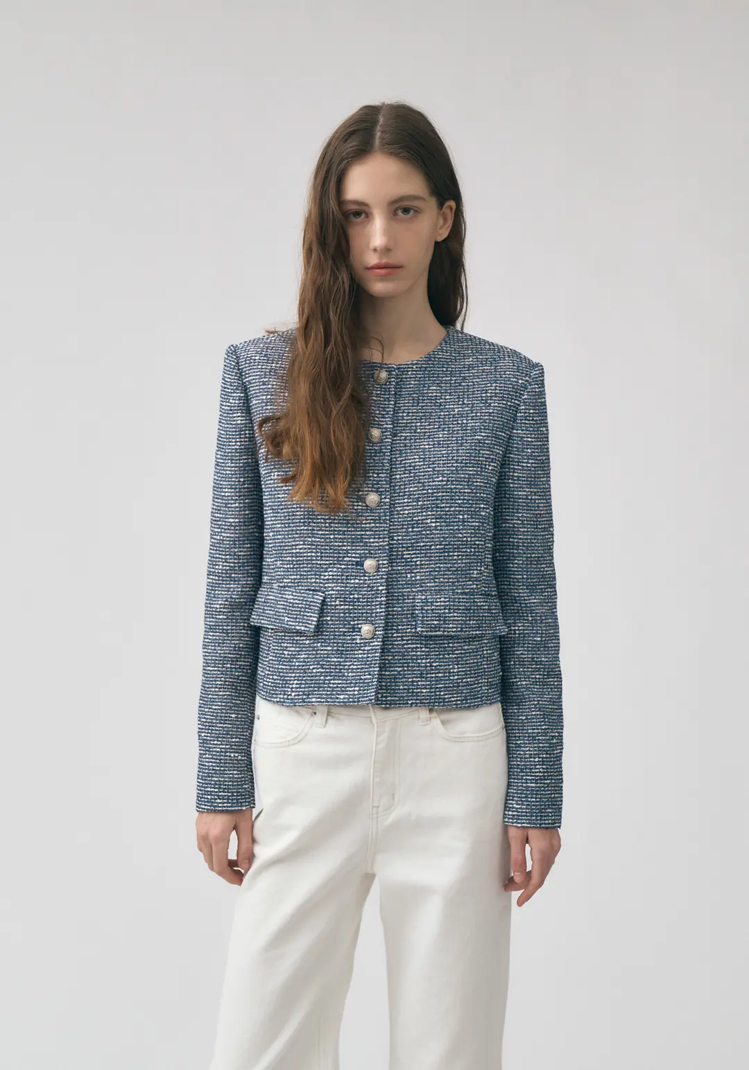 엘로주 Aube Tweed Jacket (Blue) 상품 이미지 1