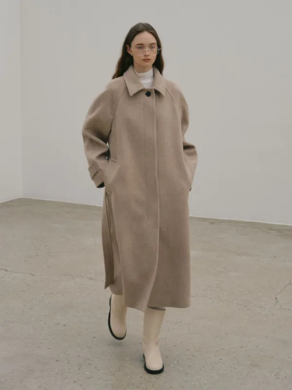 [2nd] NOIR Balmacaan Merino Wool Coat_Oatmeal