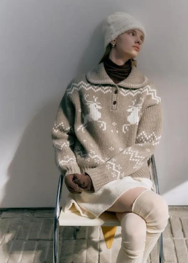 JACQUARD COWICHAN PULLOVER (mocha brown) [드림캐쳐 유현 착용]