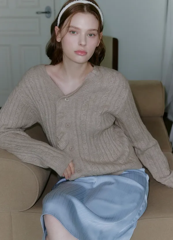[44-120]  Auraveil Ruffle Knit Cardigan  아우라베일 러플 니트 가디건 (가을-겨울-데일리룩-데이트룩-러블리룩-가디건-브이넥가디건-러플가디건-퍼플-브이넥-롱슬리브-긴팔가디건-자체제작)