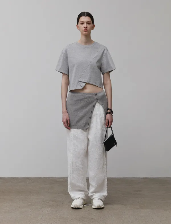 FRINGE TWEED PANTS [WHITE]