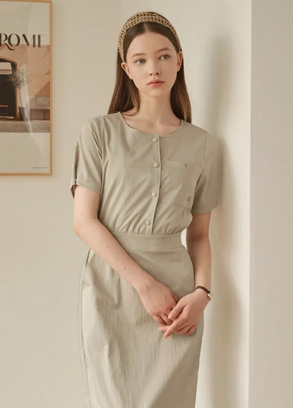  [44-120]  Enamor Cape Layered Banding Long Dress  엔아머 케이프 레이어드 밴딩 롱 드레스 (여름-하객룩-출근룩-오피스룩-격식룩-데일리룩-데이트룩-뒷밴딩-H라인-여름원피스-바스락-빅사이즈-자체제작) 