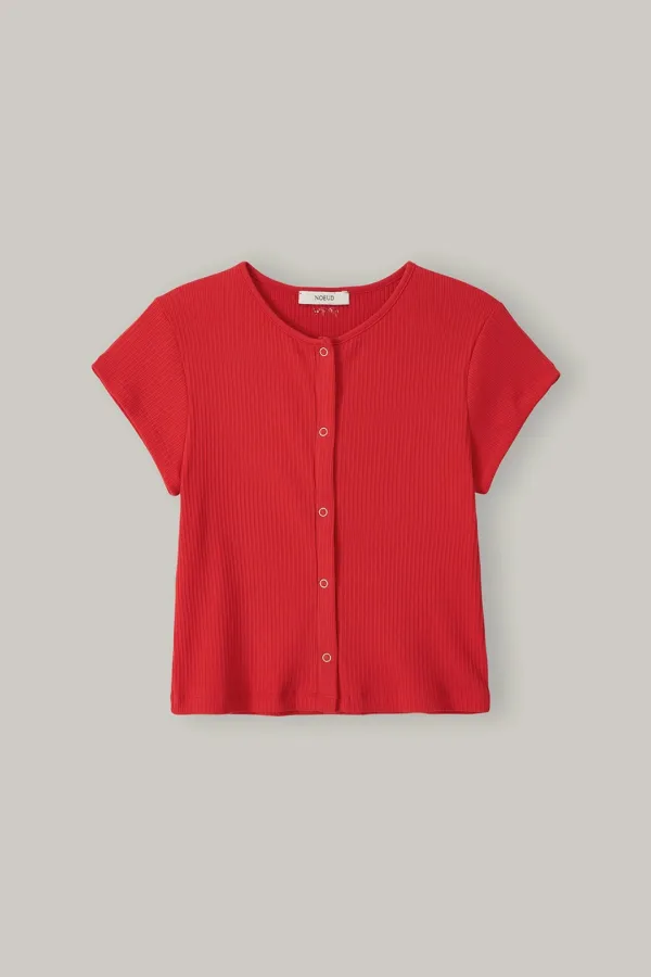 Snap Cardigan Tee(Red)