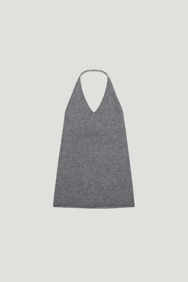 Wool Wrap Halter Top (gray)
