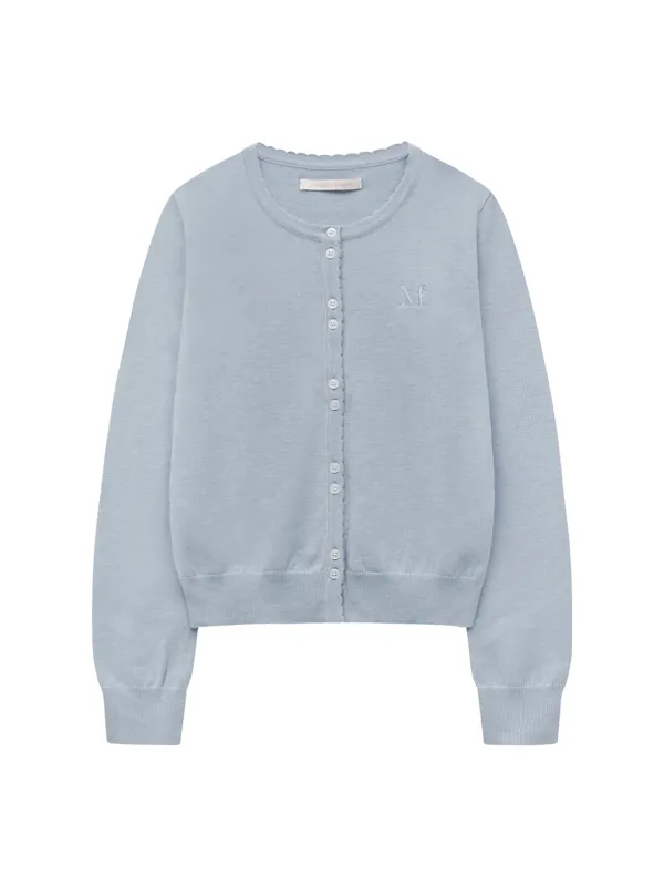 LOGO SCALLOP CARDIGAN (LIGHT BLUE)