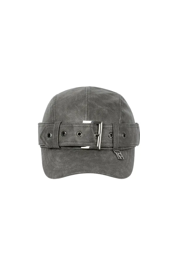 Belted Buckle Detail Cap [ Gray ]