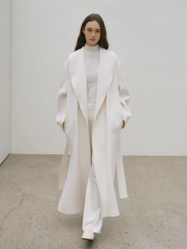 [4th][ANGORA 20%] ANNA Angora Shawl Collar Handmade Coat_Ecru Ivory