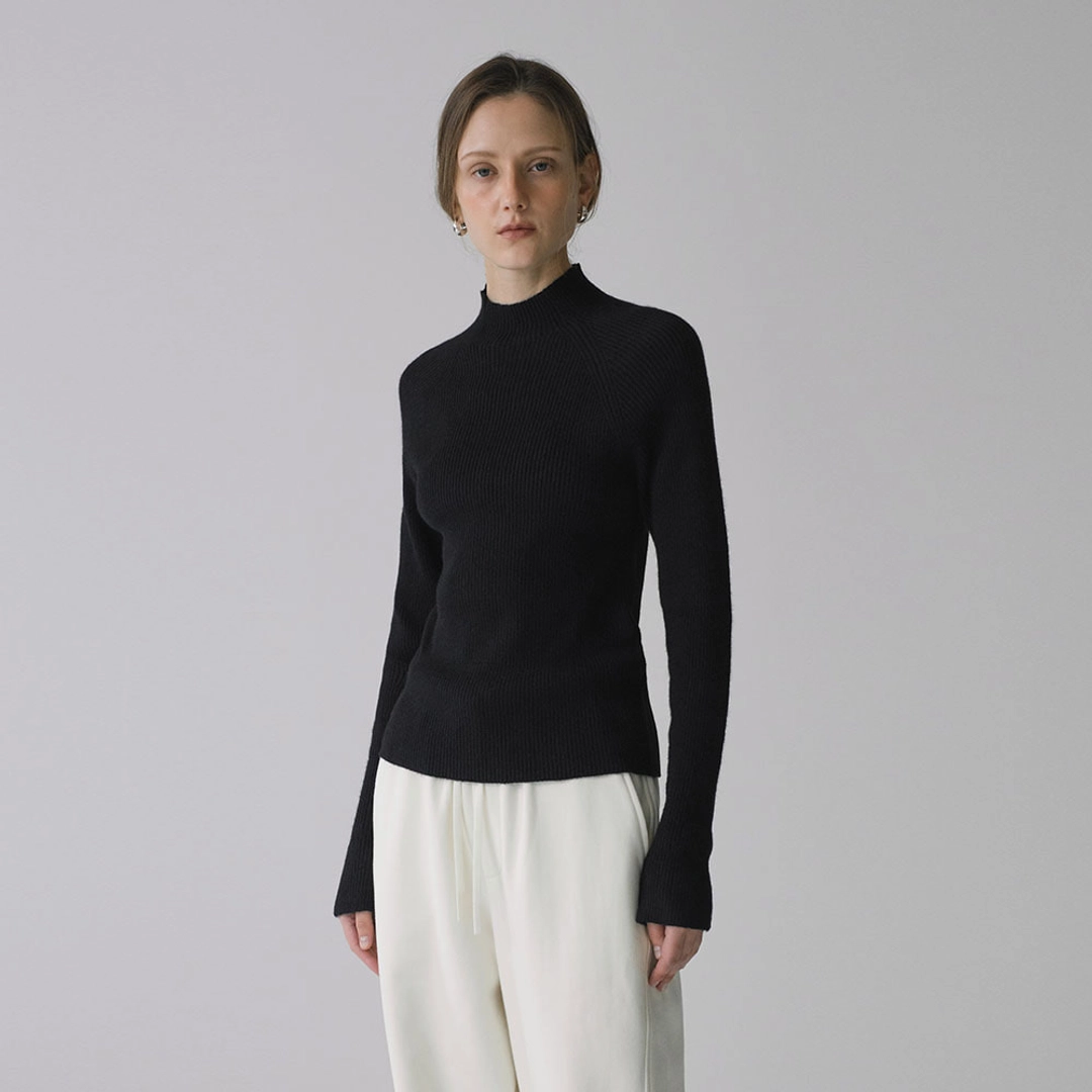 시야쥬 SIKN2157 모크넥 골지 니트_Black 상품 이미지 2
